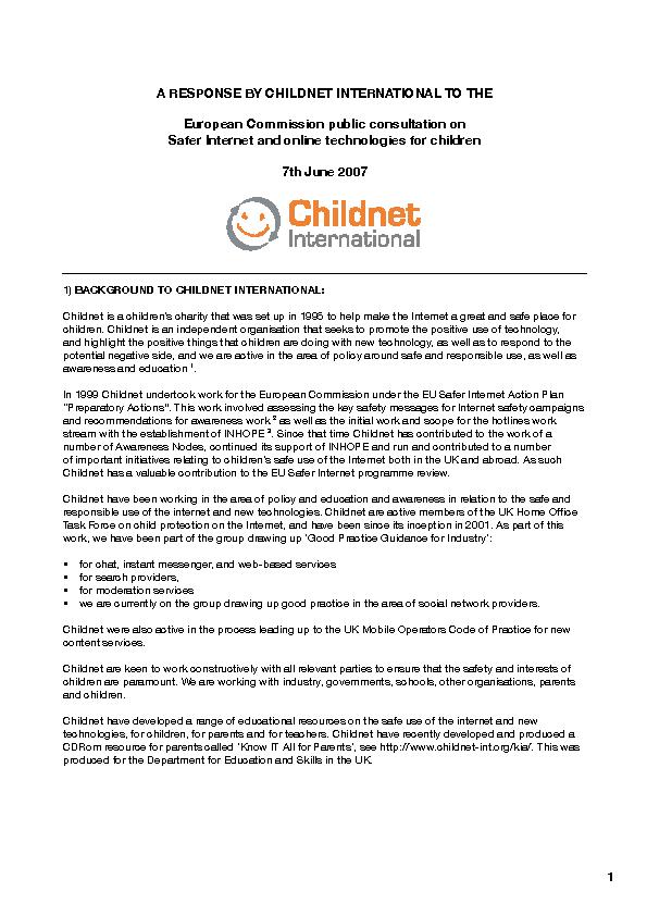 Policy & consultation responses | Childnet