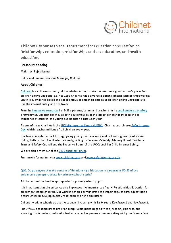 Policy & consultation responses | Childnet