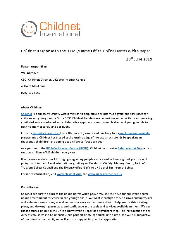 Policy & consultation responses | Childnet