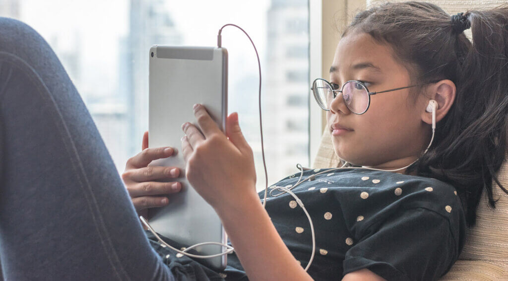 Girl on tablet