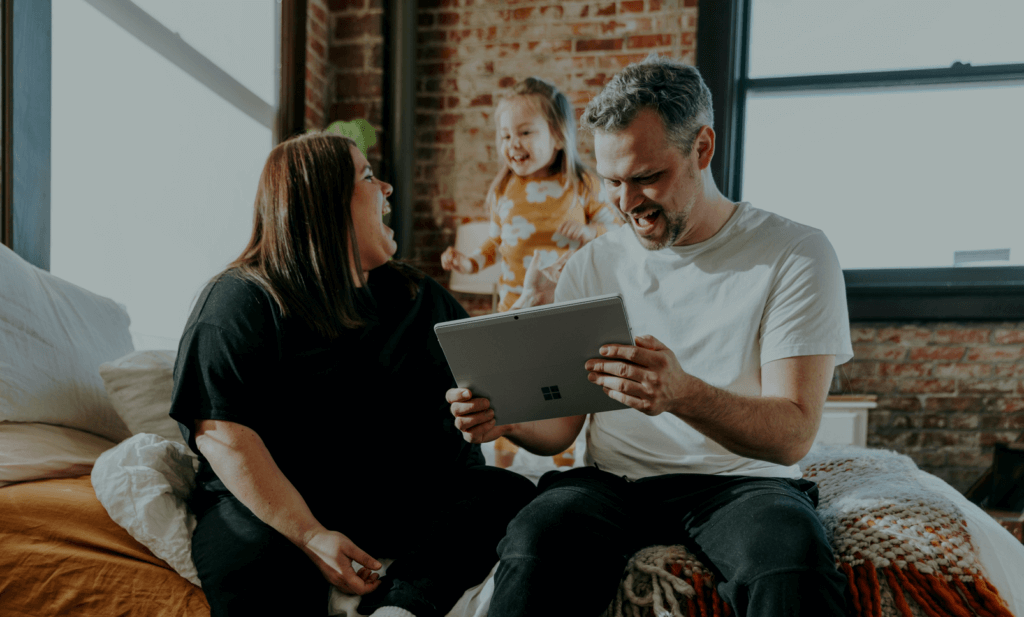 Family using technology