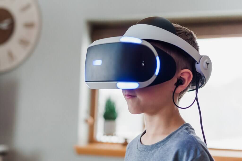 Young person using Virtual Reality headset