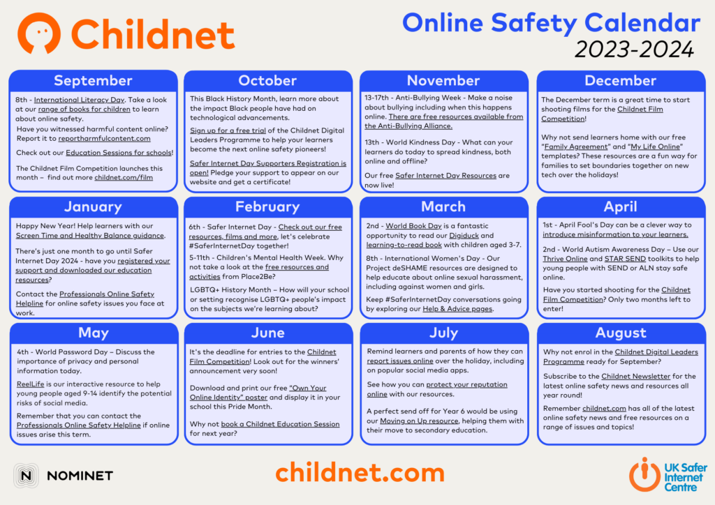 Online Safety Calendar 2024