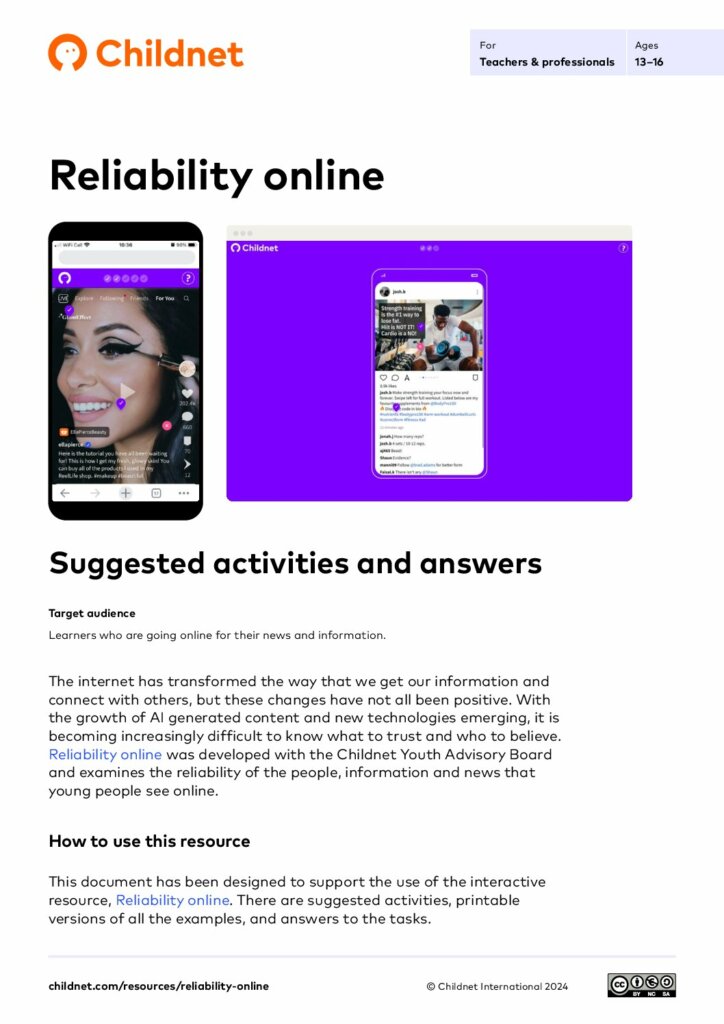Reliability Online | Childnet